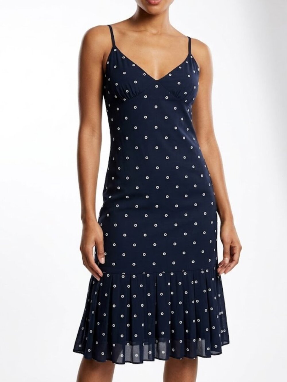 Michael Kors Whimsigoth Polka Dot Ruffle Chiffon Slip Dress XS
